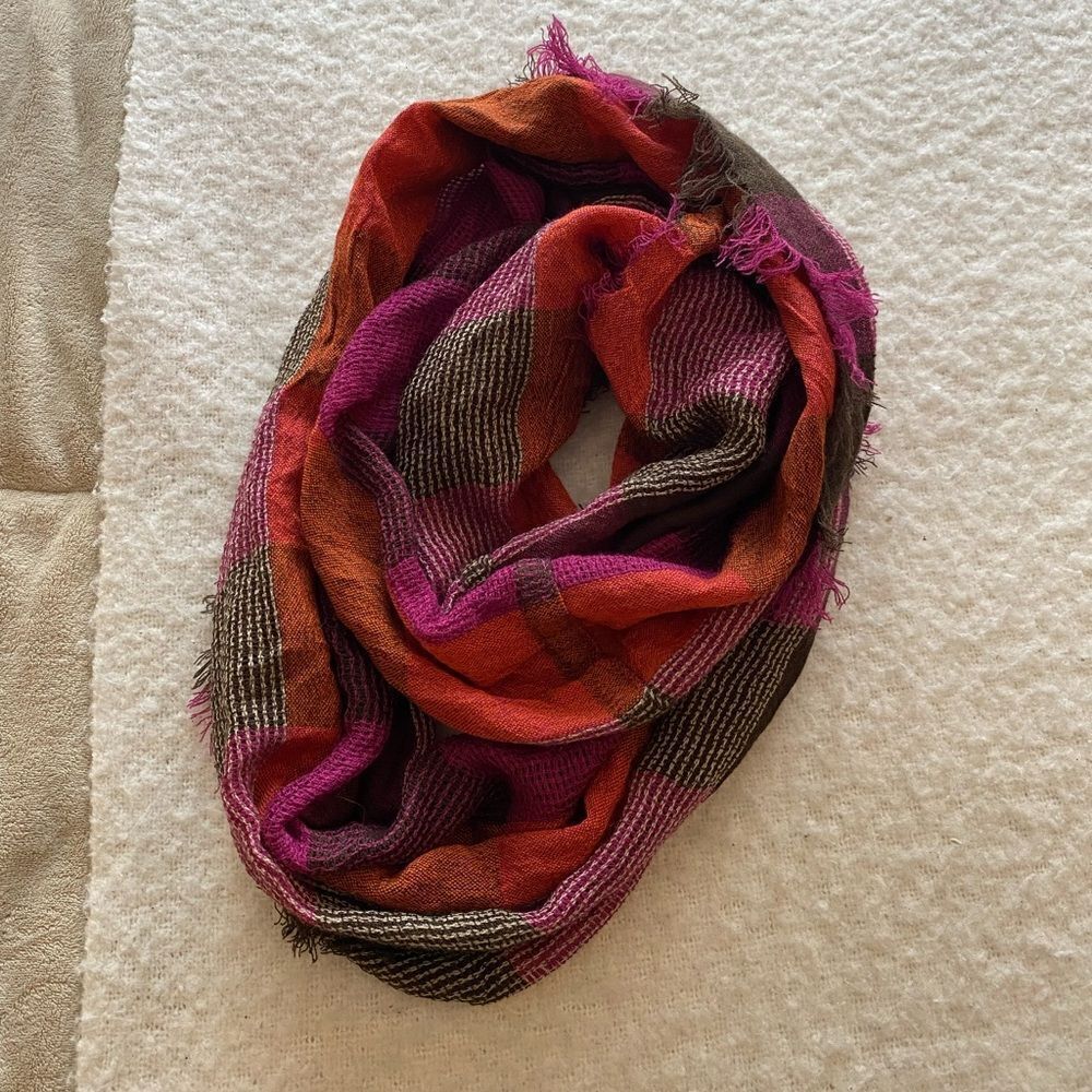 Vibrant Orange and Pink Infinity Scarf - Cejon